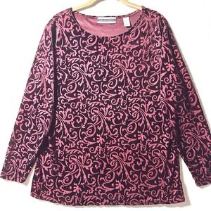 Vintage Velvet Burnout‎ Top S Small Y2K Burgundy Whimisygoth Vamp Amanda Smith